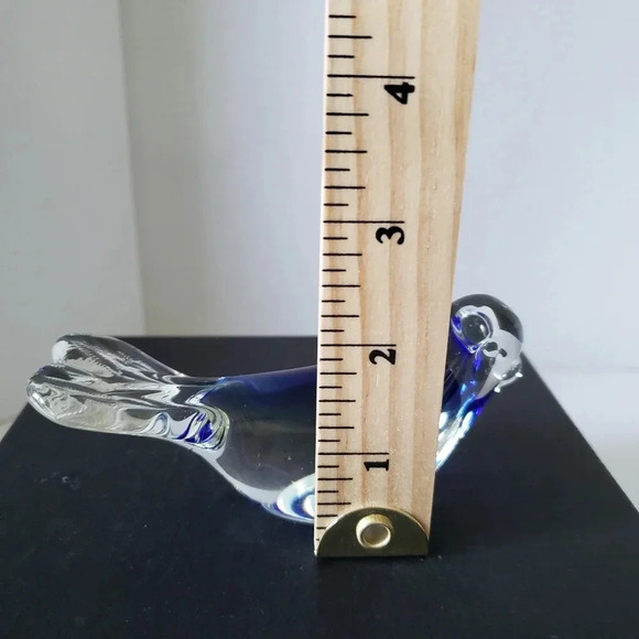 Murano Style Blue,Clear Art Glass Sitting Bird Paperweight . - Picture 8 of 8
